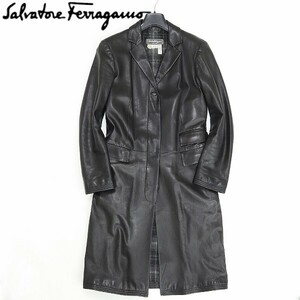 *Salvatore Ferragamo Salvatore Ferragamo lining check pattern leather coat black black 38