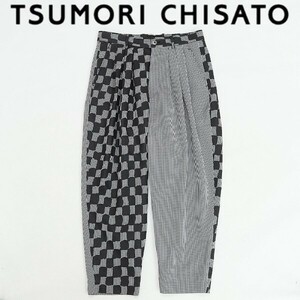  прекрасный товар *TSUMORI CHISATO Tsumori Chisato в клетку принт переключатель sia футбол tuck конические брюки чёрный черный × белый 1