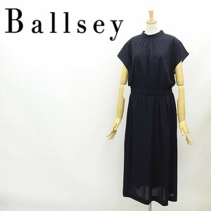  new goods *BALLSEY Ballsey Tomorrowland back button French sleeve cotton blau Gin g long One-piece navy 40