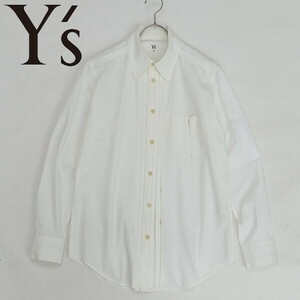 ◆Y's ワイズ ヨウジヤマモト コットン フロントデザイン 長袖 シャツ 白 ホワイト 1
