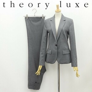 ◆Theory luxe セオリー リュクス ストレッチ シャドーストライプ柄 1釦 ジャケット＆フレア パンツ スーツ セットアップ グレー 38