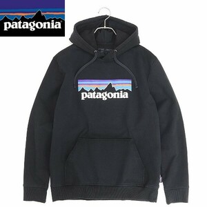 ◆patagonia パタゴニア 39539 P-6 Logo Uprisal Hoody ロゴプリント 裏起毛 スウェット プルオーバー パーカー 黒 ブラック M