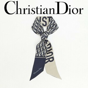 ◆Christian Dior クリスチャン ディオール シルク100％ トロッター柄 ミッツァ リボン スカーフ
