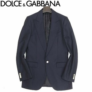 国内正規品◆DOLCE&GABBANA ドルチェ＆ガッバーナ 裏地総柄 シルク混 ロゴボタン ジャケット ダークネイビー 46