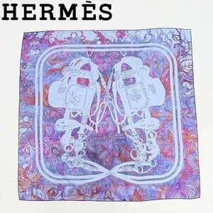 フランス製◆HERMES エルメス カレ90 BRIDES de GALA 式典用馬勒 シルク100％ 総柄 大判 スカーフ