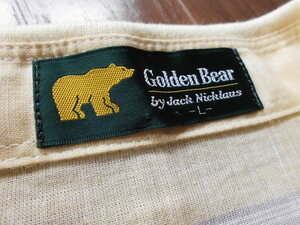 1万　新品　表記L　Golden Bear　byジャックニクラウス　綿麻メンズハーフボタン半袖シャツ　ゴルフ等