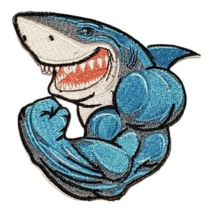 W-3【 アイロンワッペン 】 刺繍ワッペン アップリケ リメイク 鮫 サメ シャーク SHARK アイロンワッペン patch パッチ ワッペン