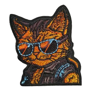 W-20【 アイロンワッペン 】 刺繍ワッペン アップリケ リメイク 猫 ネコ cat キャット アイロンワッペン patch パッチ 