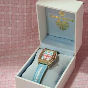 .【サンリオ】ロンドン キティ ケース入り 腕時計 リストウォッチ 水色 ブルー 2012 作動未確認 イギリス ハローキティ 1Z3333TR605
