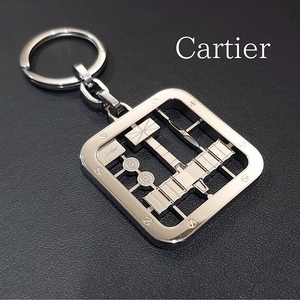 【希少】Cartier カルティエ サントス ドゥ カルティエ キーホルダー キーリング 飛行機モチーフ シルバー 【送料無料】