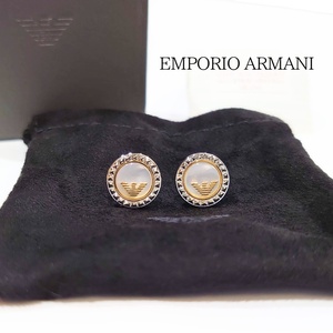 【ほぼ未使用】EMPORIO ARMANI エンポリオ アルマーニ ピアス イーグルロゴ EG3352040 パール系 シルバー Ag925 極美品【送料無料】