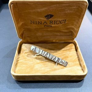 【美品】NINA RICCI ニナリッチ ネクタイピン タイピン シルバー Nロゴ ワニ口式 スーツ ネクタイ アクセサリー【送料無料】