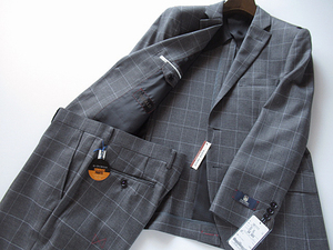  new goods * spring summer *DUFAY× cologne bo/ Colombo* high class Super130's wool suit AB7 gray window pen check pattern Italy made cloth 
