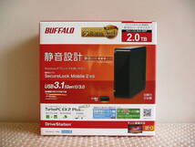 送料無料 美品 BUFFALO バッファロー 2TB 外付けハードディスク HD-LC2.0U3-BKF ♪ パソコン/テレビ録画/PS4対応 日本製_画像1
