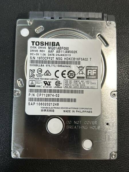 #3 『正常』判定 TOSHIBA 500GB 2.5inch HDD SATA Note-PC用　 ■動作確認済 ■送料無料