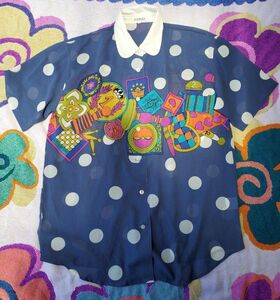 昭和レトロ LUITHEMIS シアー 日本製 水玉 ポップ 半袖 シャツ