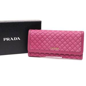 プラダ 長財布 ロングウォレット long wallet キルティング マトラッセ レザー 本革 ナイロン ピンク pink PRADA