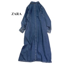 未使用 ザラ ZARA 大人カジュアル可愛い☆ デニム タック入り 変形袖 デザイン ロング ワンピース S_画像2