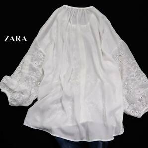 ザラ ZARA BASIC 大人素敵スタイル☆カットワーク刺繍 羽織 ブラウス Mの画像2