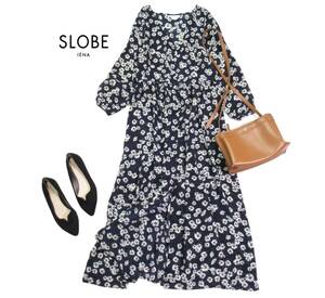  slow b Iena SLOBE IENA adult pretty * lavatory possibility total pattern floral print flower V neck waist switch long maxi One-piece feather woven also 