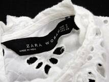 ザラ ZARA WOMAN 大人可愛い☆ コットン カットワーク刺繍 パンチングレース デザイン プルオーバー ブラウス S_画像6