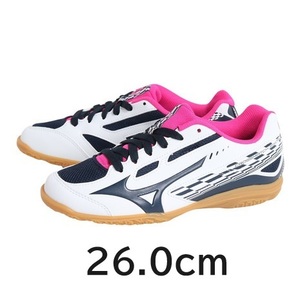 26.0cm ミズノ（MIZUNO）（メンズ、レディース）卓球シューズ クロスマッチソード ホワイト ネイビー 紺 白 ピンク 81GA213014