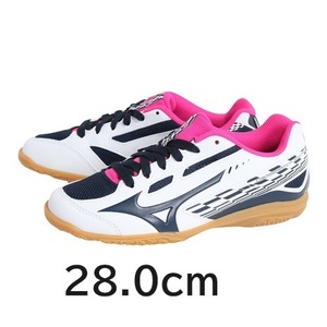 28.0cm ミズノ（MIZUNO）（メンズ、レディース）卓球　シューズ ホワイト ネイビー 紺 白 ピンク 81GA213014 体育館 クロスマッチソード