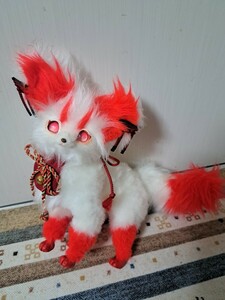 ぬいぐるみ アートドール ハンドメイド　キツネ　狐　お稲荷さん　幻獣　全長25センチ以上