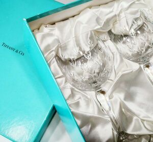 未使用品 ティファニー Tiffany & Co. ペアグラス ワイングラス クリスタルガラス 2客 箱付き
