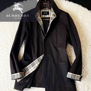 A33 定価10万●美品BURBERRY BLACK LABEL●都会派モードの着こなし●ブルゾン　ジャケット　バーバリーコートメンズ 三陽商会 L 通勤　