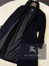 A40 百貨店購入!!定価24万●美品BURBERRY LONDON●シャドーノバチェック　カシミヤステンカラーコート●メンズ　バーバリーコート_画像1