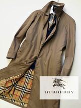 N27【都会的ラグジュアリー】定価18万 超美品●BURBERRY●極ツヤ!!●最高峰ギャバジンコットントレンチコート バーバリーコート メンズ　_画像1