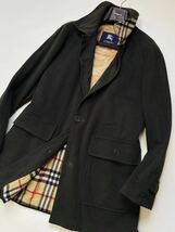 B29【メガチェック!!】定価15万●BURBERRY LONDON●スペイン製メルトンウールジャケットコート バーバリーコート メンズ 三陽商会 L_画像2