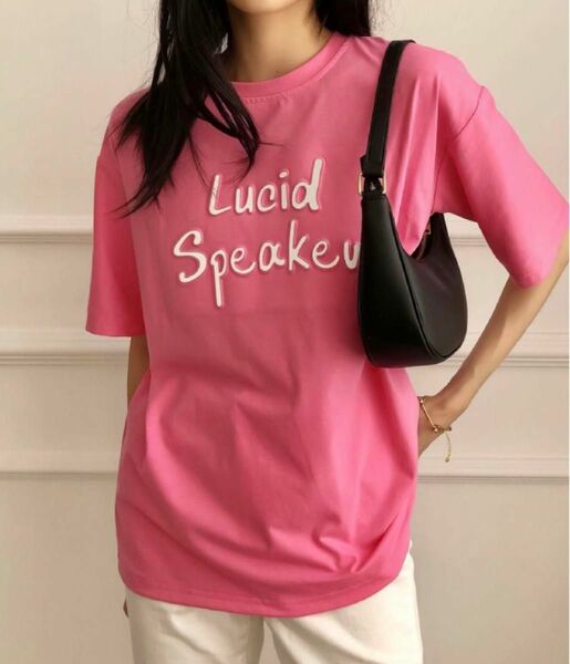 カラーTシャツ　ピンク　Tシャツ　インポート　韓国ファッション　海外　肌触り◯ 大きめサイズ