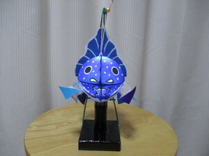 * goldfish ...* flax entering strengthen paper * blue color *LED light attaching * hand made 