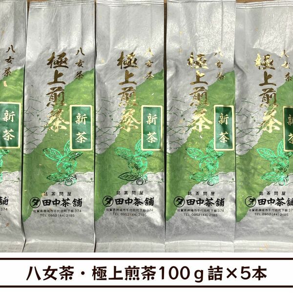 【送料無料】令和６年産新茶！！八女茶・極上煎茶100ｇ詰×５本（福岡県産）