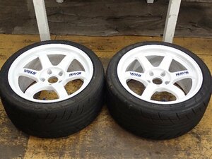 RAYSレイズ　VolkRacingボルクレーシング TE37/ホワイト １７インチ 9J+22 PCD114.3 5H 2本 タイヤNEOVA/AD07 235/40R17　良品/P1