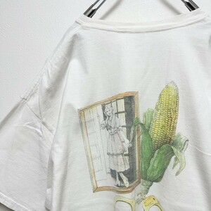 90s 古着　ビンテージ　デザインプリント　メンズ　半袖tシャツ　白　XL