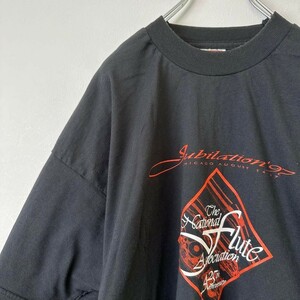 ビンテージ　古着　アメリカ製　メンズ　プリント　半袖tシャツ　黒　XLサイズ