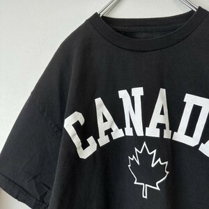 ビンテージ　古着　CANADA カナダ　メンズ　プリント　半袖tシャツ　黒