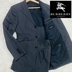 【美品】紳士の着こなし!L相当バーバリーブラックレーベルBURBERRY BLACK LABELスーツセットアップチェックテーラードジャケット背抜き羊毛