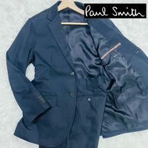 【新品同様】大人のおしゃれ!L相当ポールスミスPaul Smith裏地花柄セットアップスーツアンコンテーラードジャケットブレザー黒ブラック_画像1