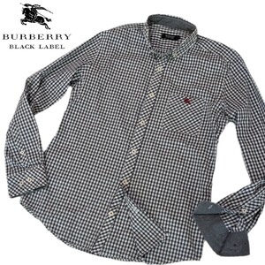 [ превосходный товар *] Burberry Black Label рубашка с длинным рукавом BD рубашка шланг вышивка проверка BURBERRY BLACK LABEL рубашка жакет блузон 