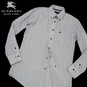 [ rare L size!] Burberry Black Label long sleeve shirt BD shirt hose embroidery stripe BURBERRY BLACK LABEL shirt jacket 