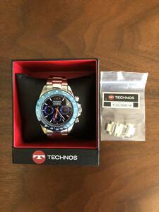 テクノスTECHNOS クロノグラフ 腕時計 メンズ TSM401SNブルー