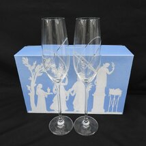 1円～【美品】WEDGWOOD ウェッジウッド プロミシス シャンパングラス ペア(2客)セット 箱付 11566761 0506_画像1