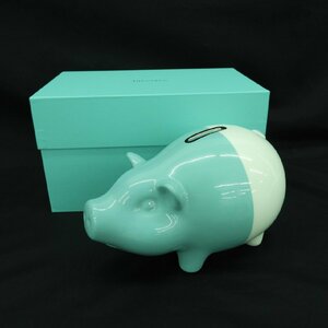 【中古品】TIFFANY&Co. ティファニー PIGGY Bank ピギーバンク ブタ 豚 貯金箱 ティファニーブルー×ピュアホワイト 箱付き 11576003 0522