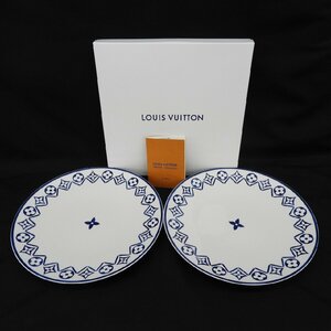 【未使用品】LOUIS VUITTON ルイヴィトン R95649 Dinner Plates Monogram Flower Tile ディナープレート 皿 2枚セット 箱付 11580321 0522