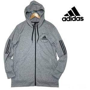 ★1円〜 美品 adidas アディダス 袖ライン フルジップ パーカー フーディー XOサイズ 大きいサイズ★