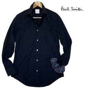 *1 иен ~ прекрасный товар Paul Smith Paul Smith сделано в Японии рукав цветочный принт тень цветочный принт общий рисунок рубашка с длинным рукавом темно синий S размер *